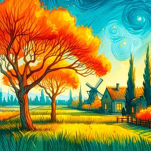 Abstrakte Landschaft im Stil von van Gogh.