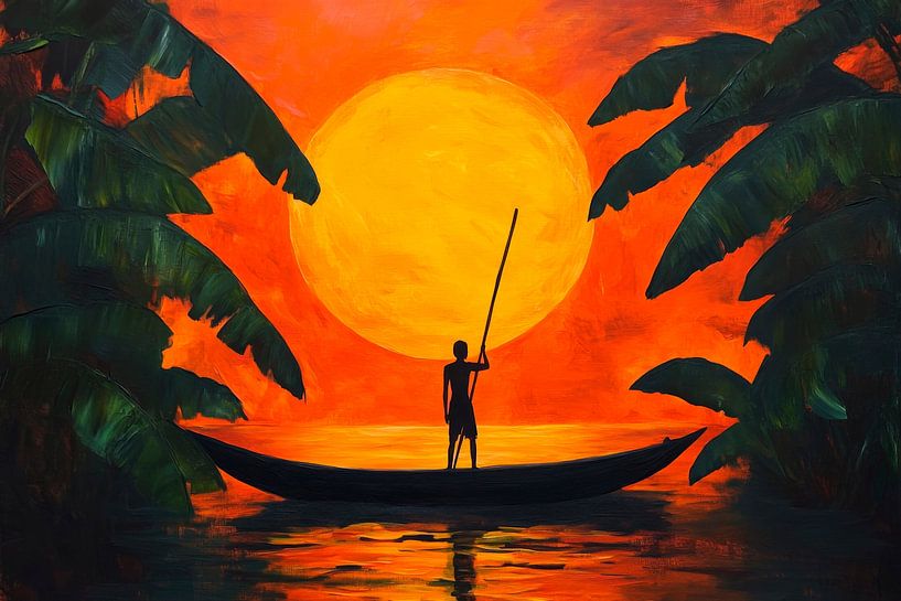 Sunset boat by Poster Art Shop