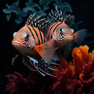 Mandarijnvissen oranje-zwart van TheXclusive Art