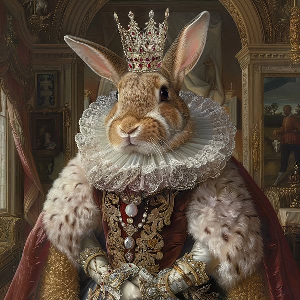 Königliches Kaninchen im barocken Stil von Poster Art Shop