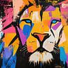 Farbenfroher Löwe mit kraftvoller Ausstrahlung von ARTEO Gemälde
