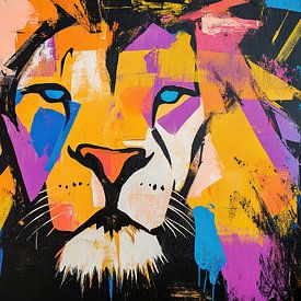 Farbenfroher Löwe mit kraftvoller Ausstrahlung von ARTEO Gemälde