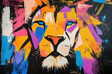 Colourful lion with a powerful appearance by ARTEO Paintings