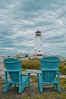 Peggy's Cove Leuchtturm mit Adirondack-Stühlen