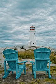 Peggy's Cove Lighthouse with Adirondack chairs by Shottrotter