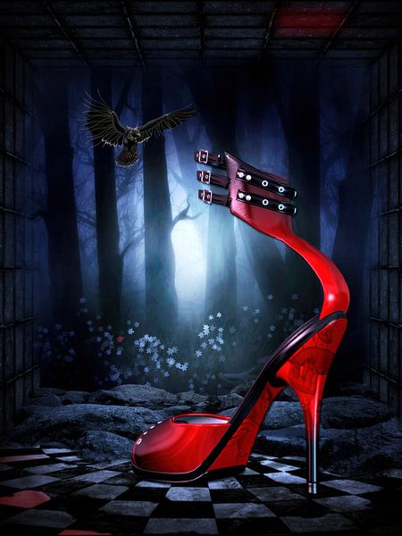 La chaussure perdue de Jeanny'- Entre les pas rouges, les chaînes d'argent et les chuchotements de la forêt sombre par AidasignArt