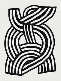 Mid Century Moderne Abstracte lijn Kunstschilderij van Little Dean