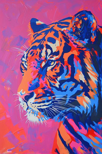 Modern colourful pop art tiger painting by Art & Soul Creations