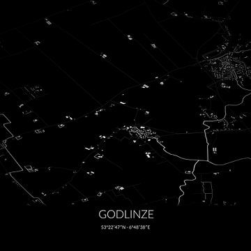 Schwarz-weiße Karte von Godlinze, Groningen. von Rezona