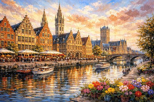 Gent, België, een impressionistisch schilderij.