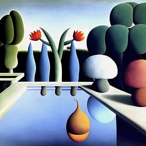 Ein seltsamer Garten mit Pool