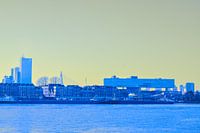 Rotterdam - Erasmusbrug en omgeving - in geel-blauwe tinten