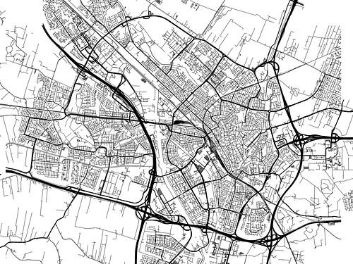 Carte de Utrecht en noir et blanc