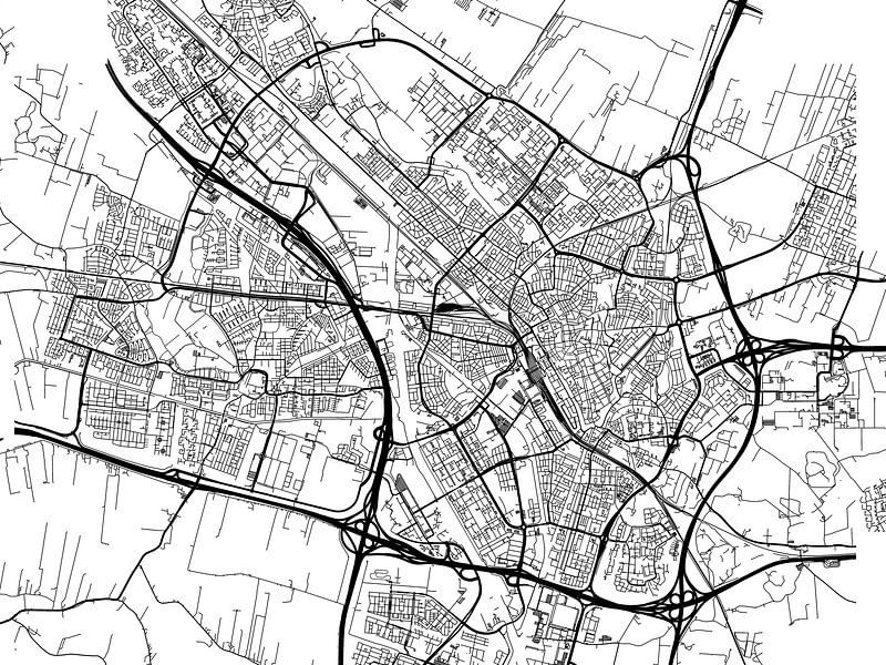 Map of Utrecht in Black and Wite by De Kaartenwinkel