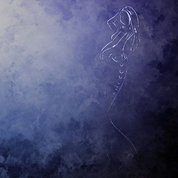 Strichzeichnung Meerjungfrau - dunkelviolettes Design