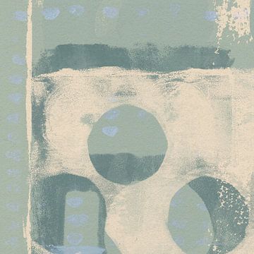 Romantisch abstract in zacht salie en wit I van Dina Dankers