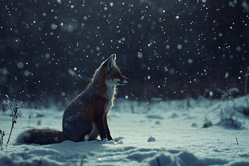 Vos in winterlandschap