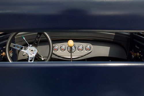 A view true the back window of a Hotrod