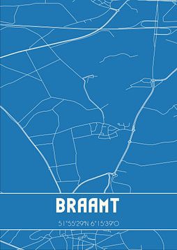 Blauwdruk | Landkaart | Braamt (Gelderland) van MijnStadsPoster