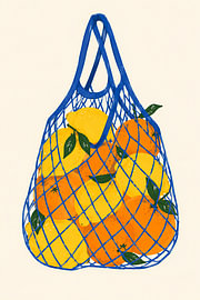 Citrus in Blauwe Net Tas von DesignDoodle