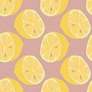 Gelbe Zitronen auf rosa. Illustration im Retro-Stil von Dina Dankers Miniaturansicht