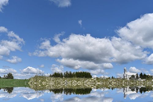 Een veld in de zomer onder een bewolkte hemel