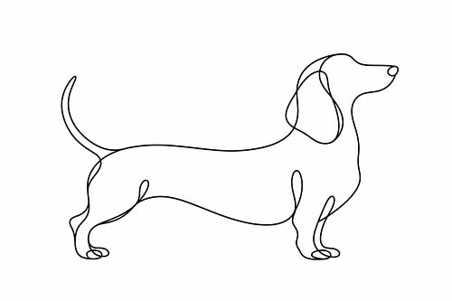 A love of dachshunds in a flowing line