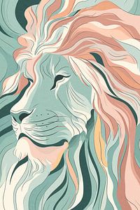 Portrait d'un lion au pastel