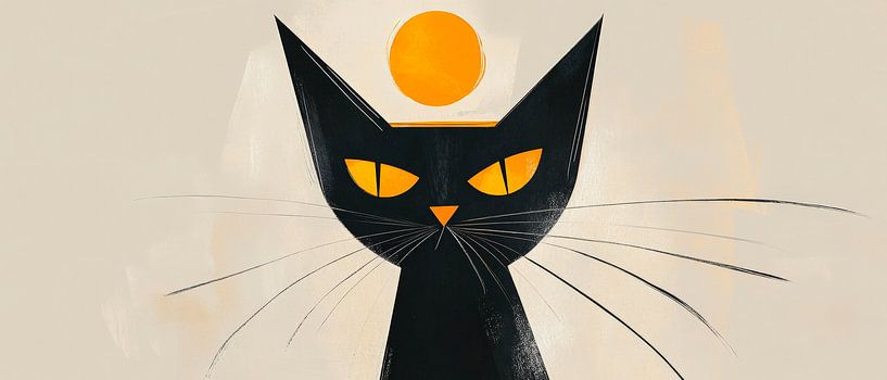 Black cat with shining sun by Poster Art Shop