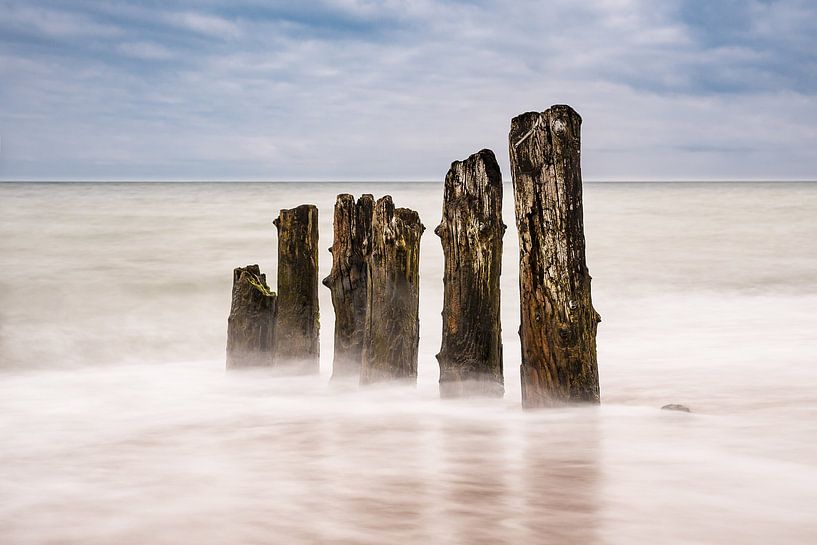 Buhnen an der Küste der Ostsee van Rico Ködder