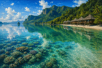 Kristallen weerspiegelingen van Ora Beach, Maluku I Indonesië I Semi-abstract
