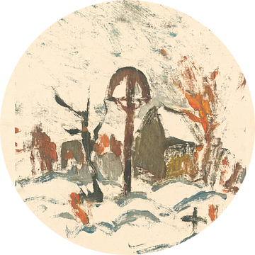 Dorpskerkhof in de winter (1930) van Zoltán Palugyay van Peter Balan