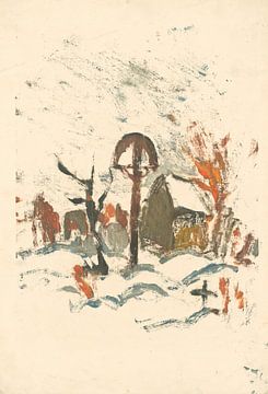 Dorpskerkhof in de winter (1930) van Zoltán Palugyay van Peter Balan