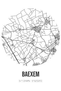 Baexem (Limburg) | Landkaart | Zwart-wit van Rezona