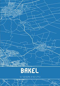 Blauwdruk | Landkaart | Bakel (Noord-Brabant) van Rezona