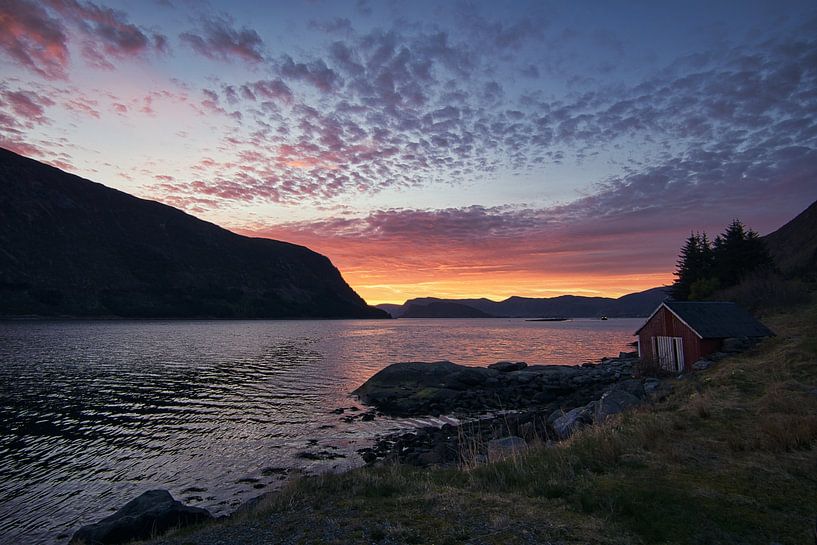 Harbour at the fjord in Norway at the blue hour by Martin Köbsch