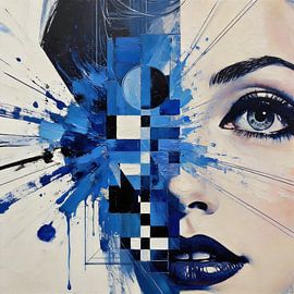 Pixelblick — Un visage entre le bleu et le blanc sur ART AKON