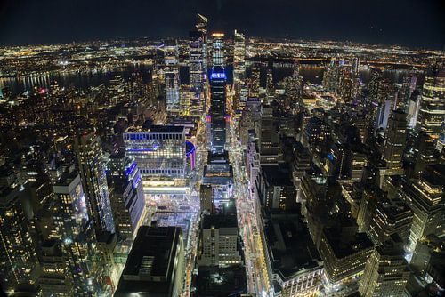 New York van Boven: Nachtzicht over Manhattan