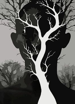 Een silhouet van verbinding van ink art