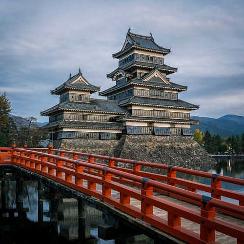 The Red Bridge to Matsumoto-jo by Teun Ruijters