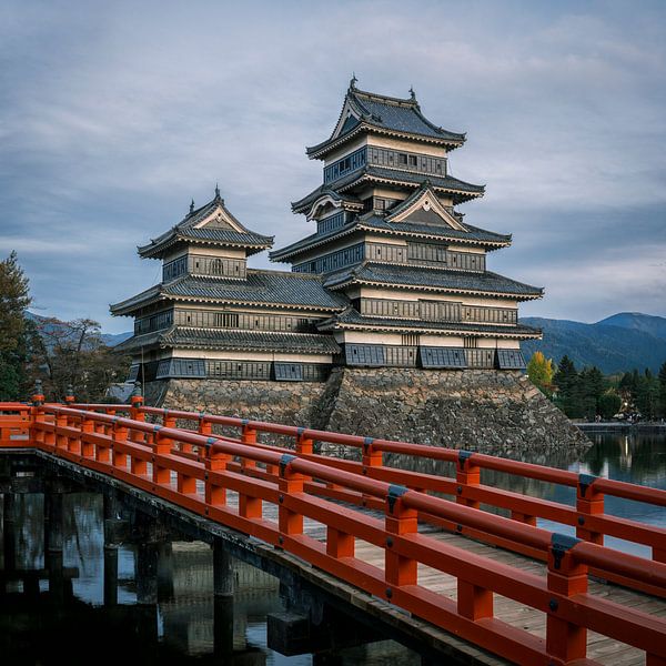 The Red Bridge to Matsumoto-jo by Teun Ruijters