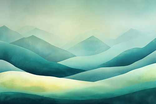 Bergen in groen en blauw