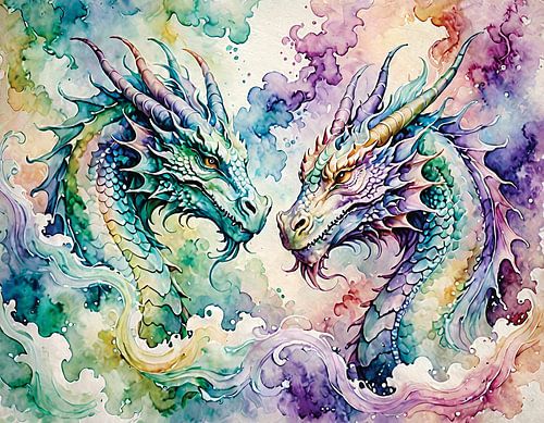 Dragons à l'aquarelle