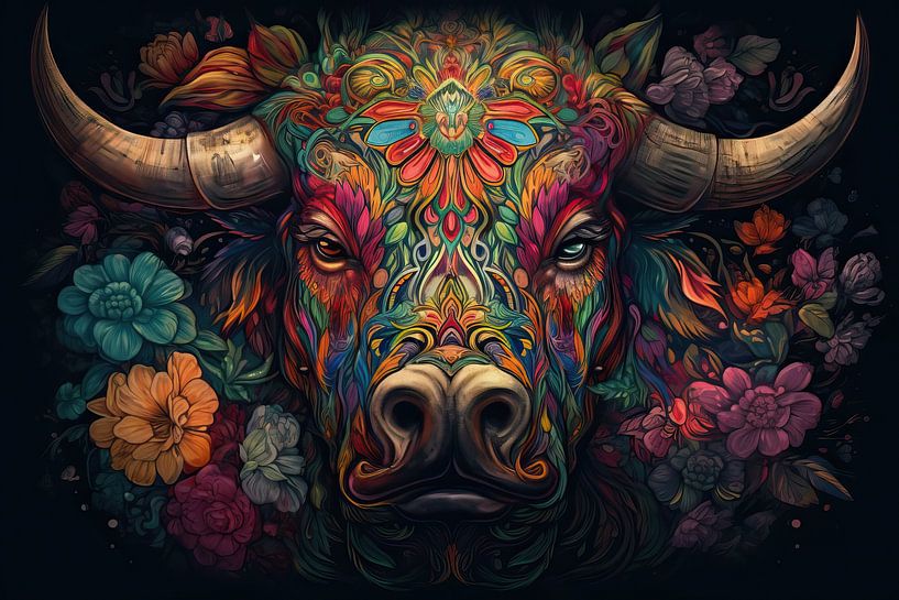 Painting TAURUS - Modern Colourful Eyecatcher by ARTEO Paintings