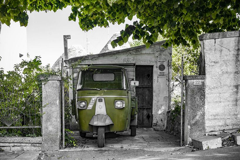 Ancient Piaggio ape in Puglia in the south of Italy by Ron van der Stappen