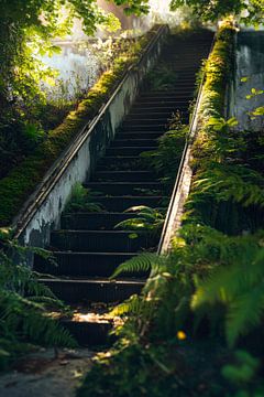 Verlassene Treppe im Grünen von Poster Art Shop