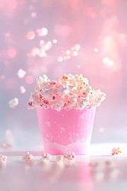 Zartes Popcorn im rosa Becher – Verspielt von Poster Art Shop