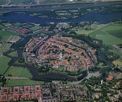 Aerial view of the city of Brielle, den Briel, old fortified town