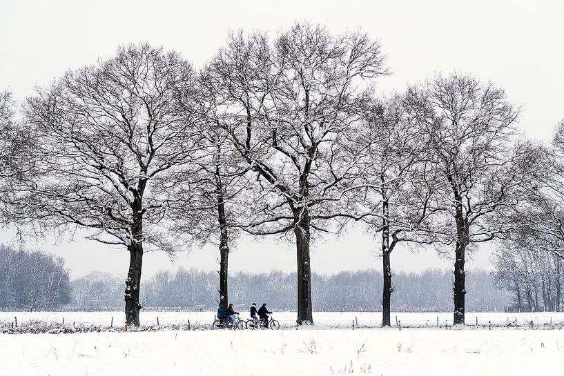 Winter landscape with cyclists by Jacques Splint