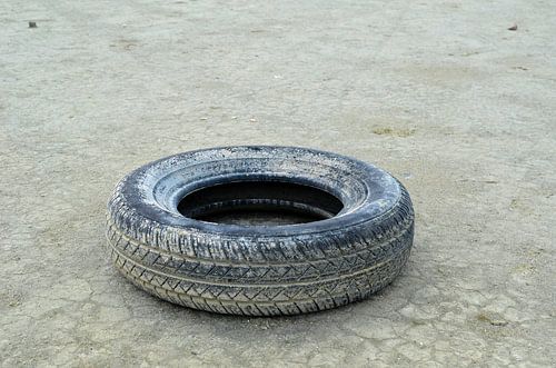 Car tyre in the salt flats